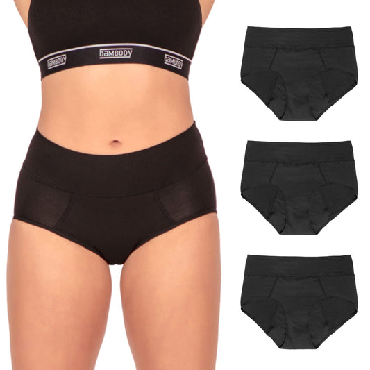 Bambody Absorbent Panty, 5th Gen - Medium, 6 Pack, Black